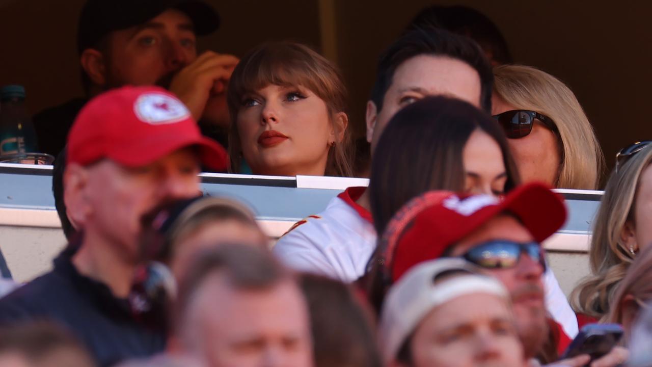 Taylor Swift watches the first half of game between the Kansas City Chiefs and the Denver Broncos at GEHA Field at Arrowhead Stadium. Picture: Getty Images