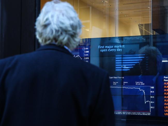 SYDNEY, AUSTRALIA - NEWSWIRE PHOTOS June 06 2022:  A general view of the digital boards at the ASX in Sydney. Picture NCA Newswire/ Gaye Gerard.