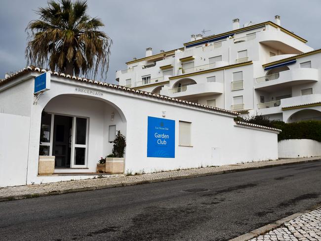 The main entrance of the apartments hotel "Luz Oceans Club — Garden Club" where the McCann where staying during the night of Maddie's disappearance at Praia da Luz in Algarve, southern Portugal. Picture: AFP