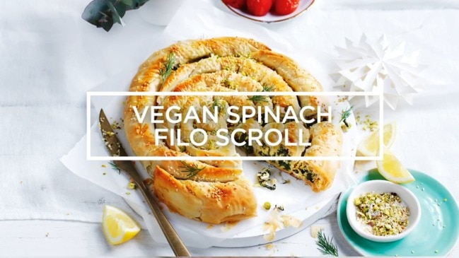 Vegan spinach filo scroll