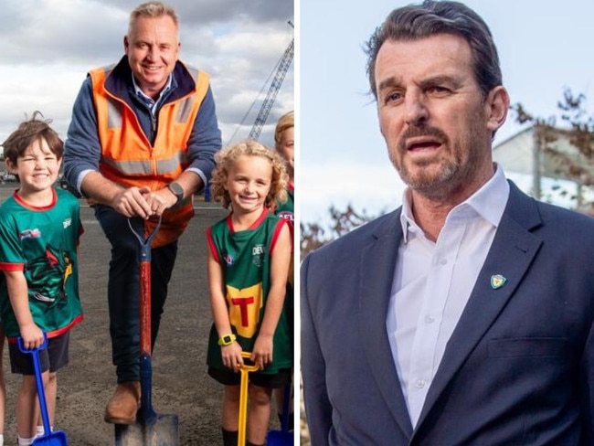 Tassie premier Jeremy Rockliff and Devils CEO Brendon Gale. Photos: News Corp