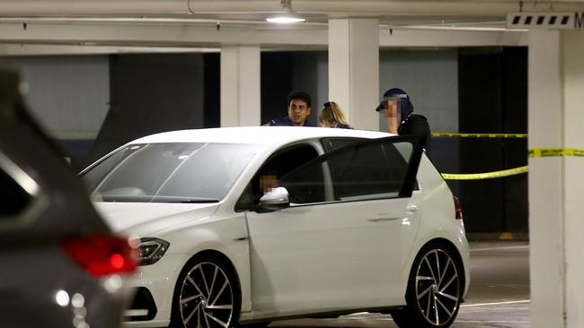 Two men were arrested in the carpark. Picture: Toby Zerna.