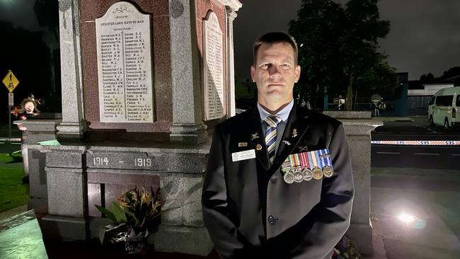 Mackay Anzac Day Dawn Service at Jubilee Park – guest speaker Mark Preston, Army Aviation Afghanistan. Picture: Janessa Ekert