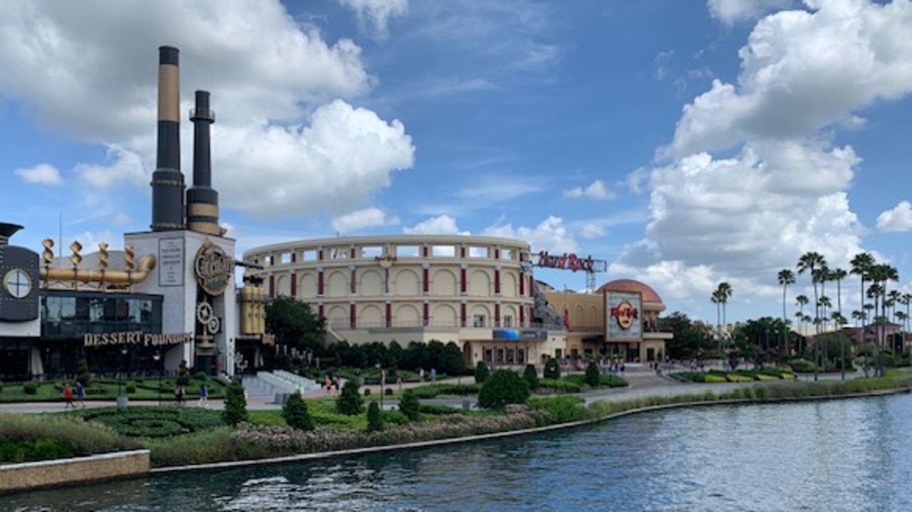 Pulling into Universal Orlando on the boat. Picture: Supplied