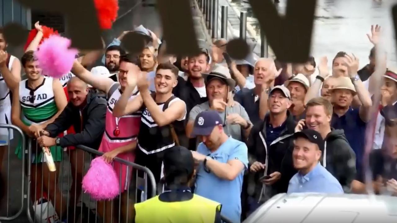 England fans taking aim at Australia during the first Ashes Test at Edgbaston.