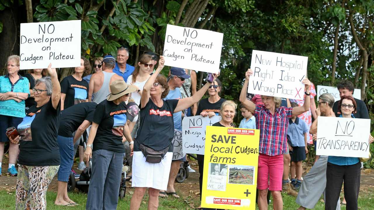 protest outside the site of the new Tweed Valley Hospital at Cudgen. Photo Scott Powick. Picture: Scott Powick