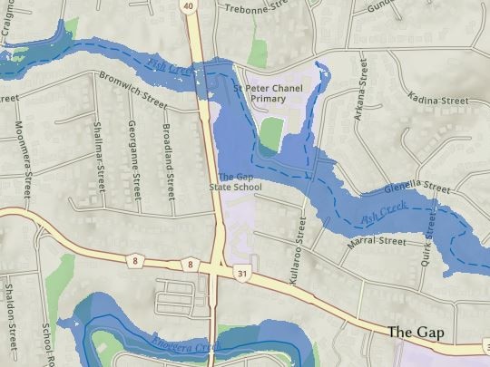 Brisbane flood mapping for Cyclone Alfred: The Gap
