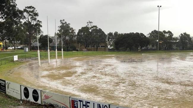 Essendon Doutta Stars ground after Sunday's heavy rain.