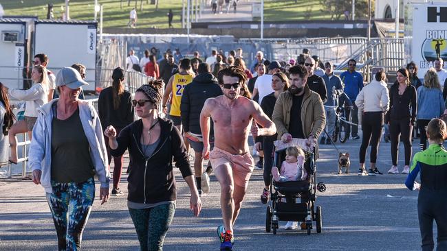 Sydney's Bondi Beach on the first day of a widespread lockdown in July. Picture: NCA NewsWire/Flavio Brancaleone