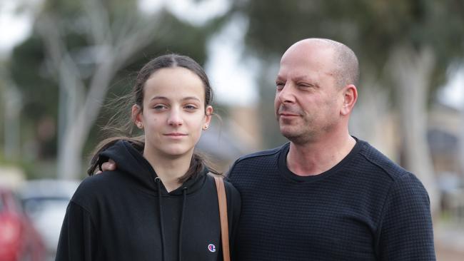 Neighbours Guy Galati with daughter Angelique knew Leo for 14 years and said he was always a gentleman. Picture: Sarah Matray