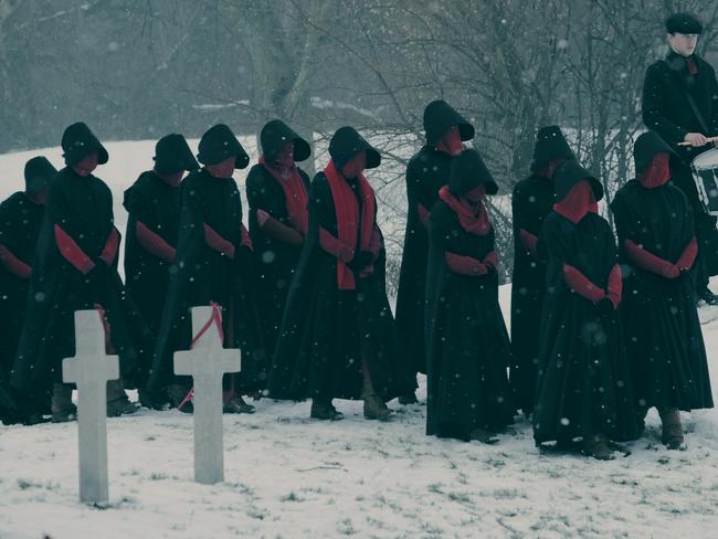 Deep breath. The second season of Emmy-winning drama series The Handmaid’s Tale is now screening on SBS on Demand. Picture: Take Five/Hulu