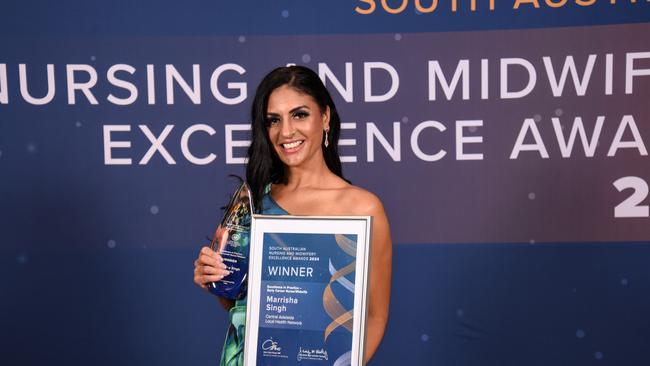 Marrisha Singh from the Central Adelaide Local Health Network took out the award for Excellence in Practice – Early Career Nurse/Midwife: Picture: Joel Roosa.