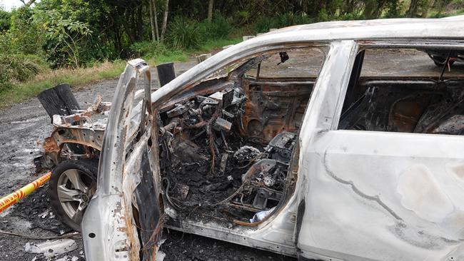 The car was already engulfed by flame when firefighters arrived. Picture: Chris Knight