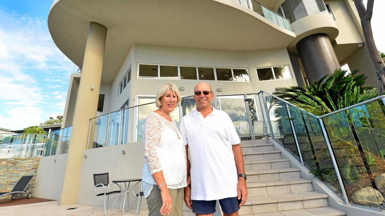 GOLDEN TRIANGLE: Pam and Emmanuel Augustakis at their five-bedroom mansion in Alexandra Headland. Picture: John McCutcheon