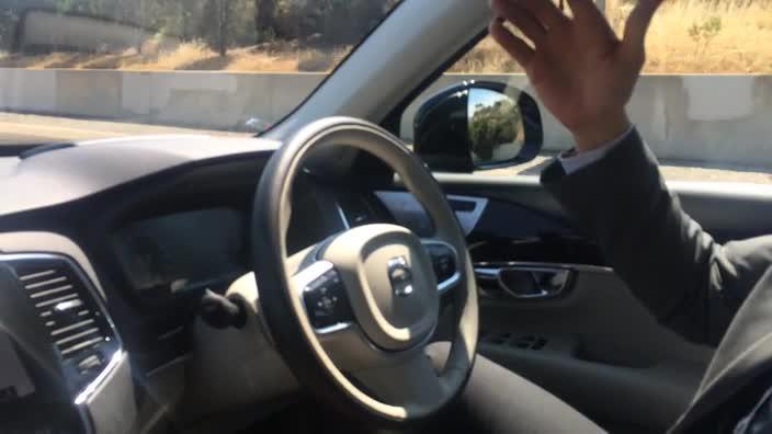  QLD Main Roads Minister Mark Bailey goes for a ride in a driverless car