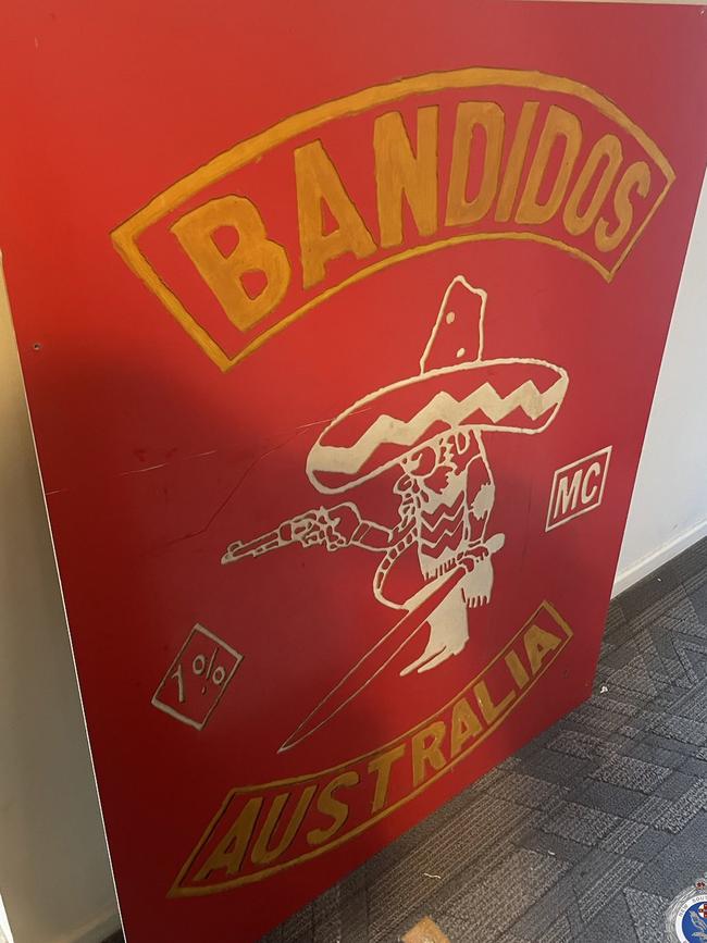 Paraphernalia associated with the Bandidos bikie gang.