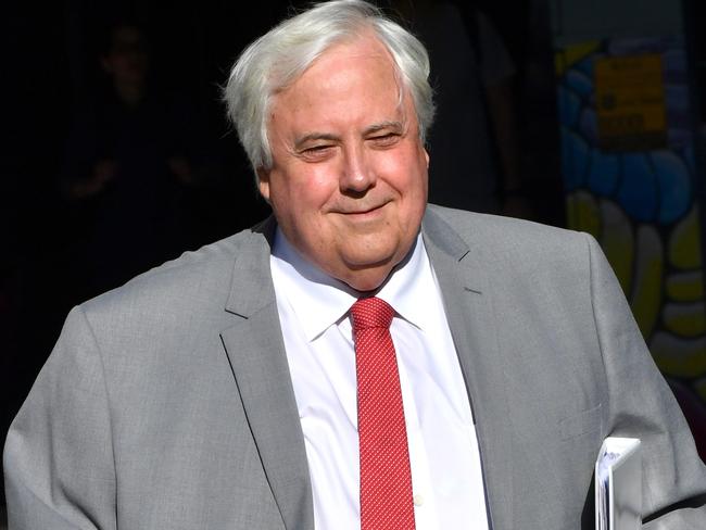 Clive Palmer is seen arriving at the Supreme Court in Brisbane, Monday, June 11, 2018.  (AAP Image/Darren England) NO ARCHIVING