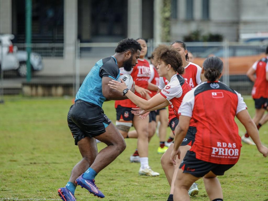 Fiji players admitted it was ‘weird’ but a really good experience to train against women. Picture: Fiji Village