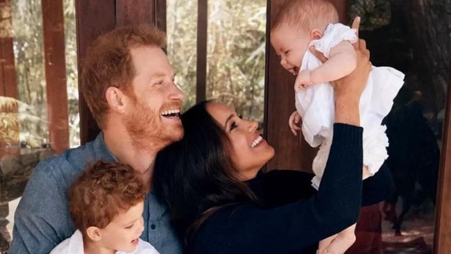 Harry and Meghan with Archie and Lilibet, the fresh prince and princess of Montecito. Picture: Supplied