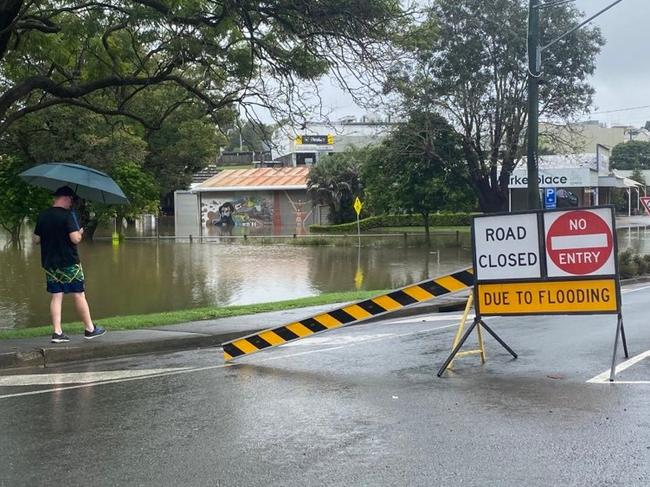 Roads are cut off as Gympie is isolated by floodwaters.