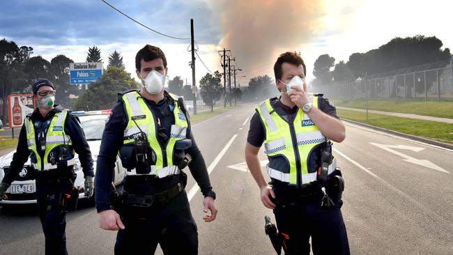 Police closed roads in the area. Picture: Nicole Garmston