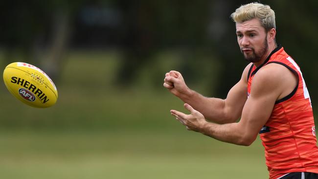 GOLD COAST, AUSTRALIA - AUGUST 25: Conor McKenna during an Essendon Bombers AFL training session at Metricon Stadium on August 25, 2020 in Gold Coast, Australia. (Photo by Matt Roberts/Getty Images)