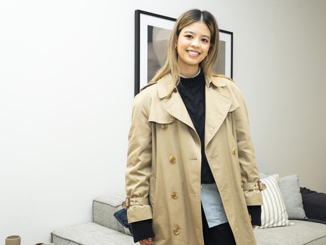 First time home owner Leanne Pak in her new home in Stanmore after successfully outbidding the competition with her partner Jordan.Photo: Tom Parrish