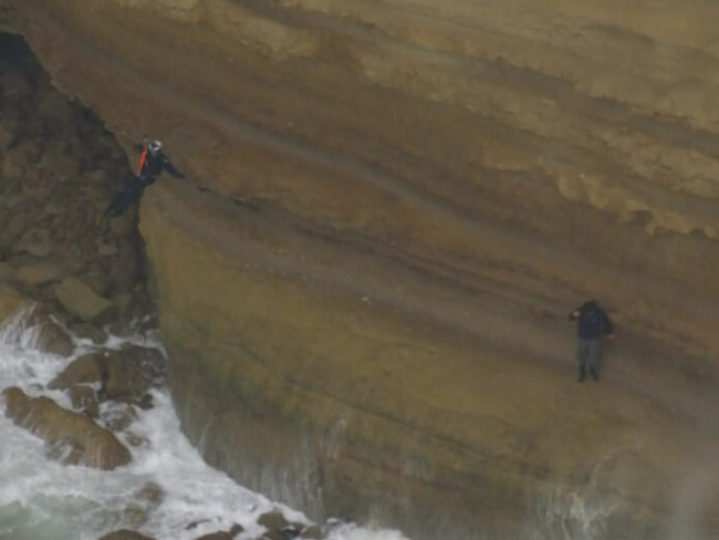 Dramatic moment man saved from cliff face on Great Ocean Road