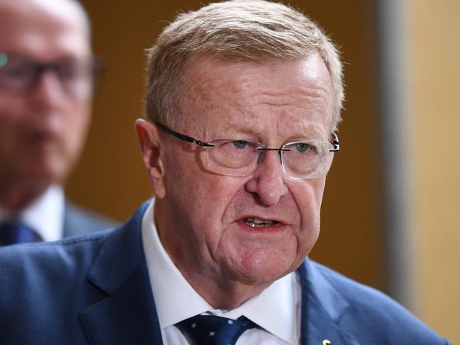 BRISBANE, AUSTRALIA - NewsWire Photos - FEBRUARY 25, 2021.AOC President John Coates speaks during a press conference at Parliament House. The International Olympic Committee's (IOC) Future Host Summer Commission has designated Brisbane as the "preferred candidate city" to host the 2032 Summer Olympic Games.Picture: NCA NewsWire / Dan Peled