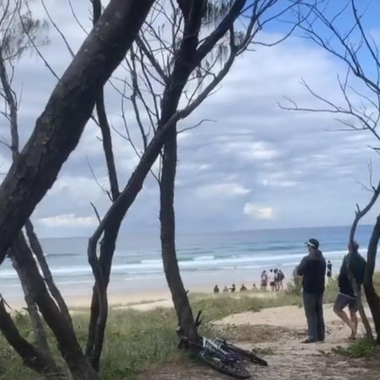 Scene of a fatal shark attack which killed a surfer off Kingscliff beach in NSW.