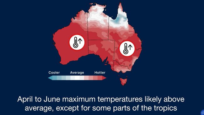 It’s set to be warm all over the place. Picture BOM