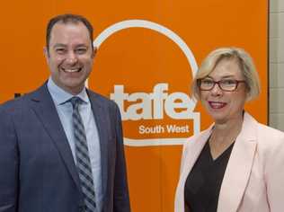 Grand Central centre manager Shaine Beveridge and Tafe director of corporate solutions Michele Berkhout . . Picture: Nev Madsen