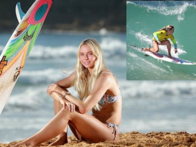 Young surfer Macy Callaghan ready to surf on the world tour.