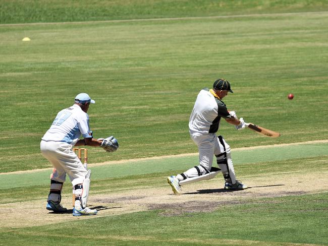 Action from the Mornington Peninsula Over 60s game against South Gippsland. Phil Mayne is the wicketkeeper. Picture: Facebook