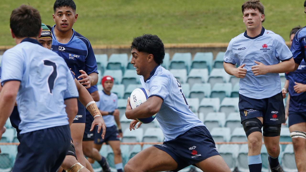 Ashton Large for Waratahs in the Super Rugby U16s. Picture: John Appleyard.