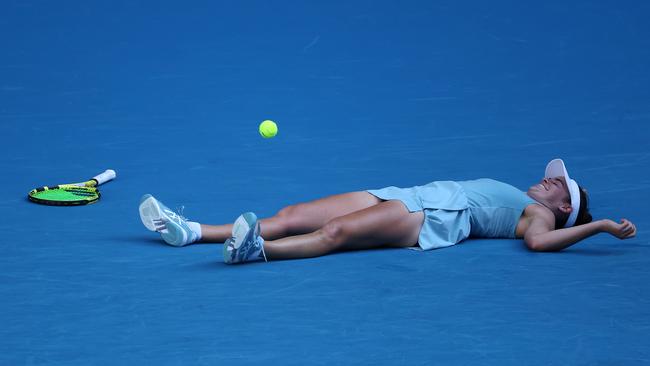 Jennifer Brady after winning match point. Picture: Michael Klein