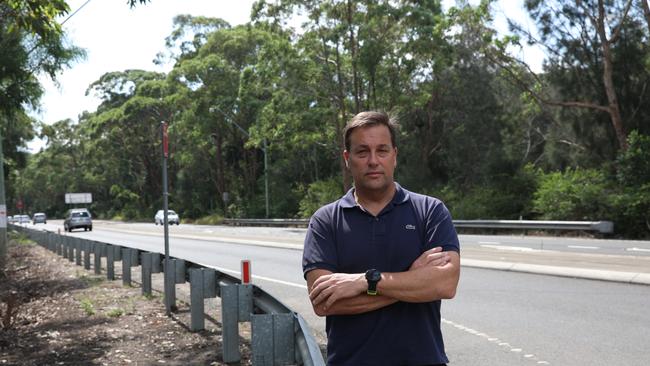 Federal Liberal MP for Mackellar Jason Falinski on the Wakehurst Parkway at Narrabeen, which needs upgrading. Picture: Supplied