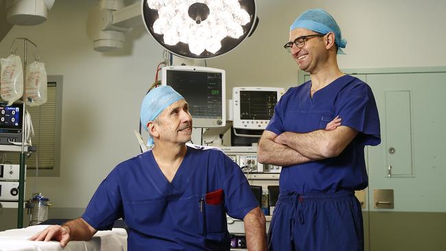 L to R: Neurosurgeon  Dr Raymond Cook and Neurologist Dr Paul Silberstein and  who work out of Royal North Shore Private Hospital,  have completed their 500th Deep Brain Stimulation surgery for the treatment of Parkinsons Disease. Picture: John Appleyard