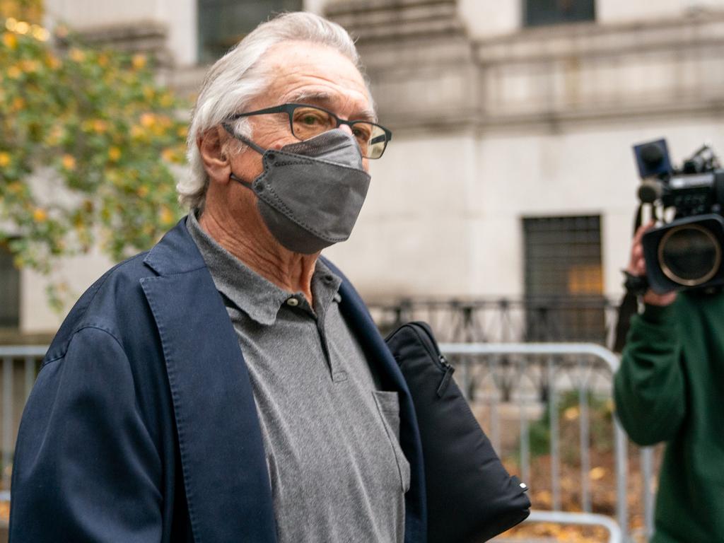 Actor Robert De Niro leaves New York’s federal court wearing a face mask. Picture: David Dee Delgado/Getty Images