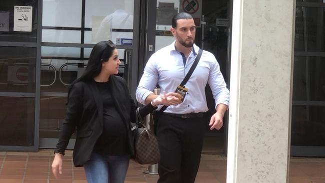 Ibrahim leaves Campbelltown District Court with his wife on March 6.