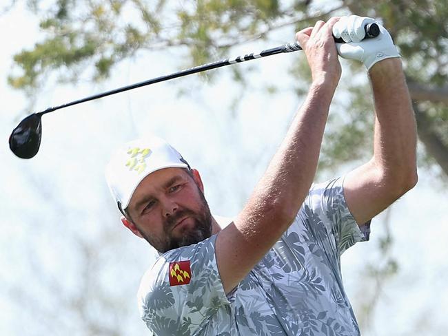 TUCSON, ARIZONA - MARCH 18: Marc Leishman of Ripper GC plays a tee shot on the 18th hole during Day Two of the LIV Golf Invitational - Tucson at on March 18, 2023 in Tucson, Arizona.   Christian Petersen/Getty Images/AFP (Photo by Christian Petersen / GETTY IMAGES NORTH AMERICA / Getty Images via AFP)