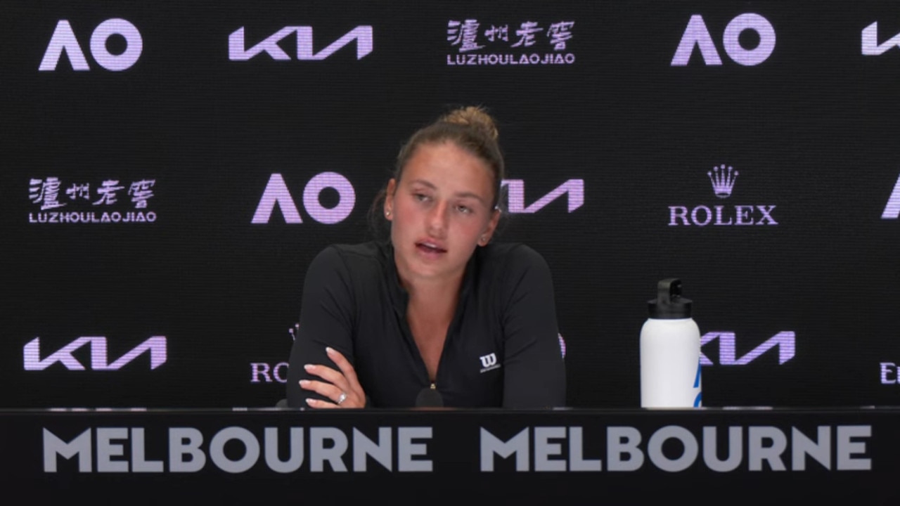 Marta Kostyuk in her post-match press conference. Picture: Australian Open YouTube