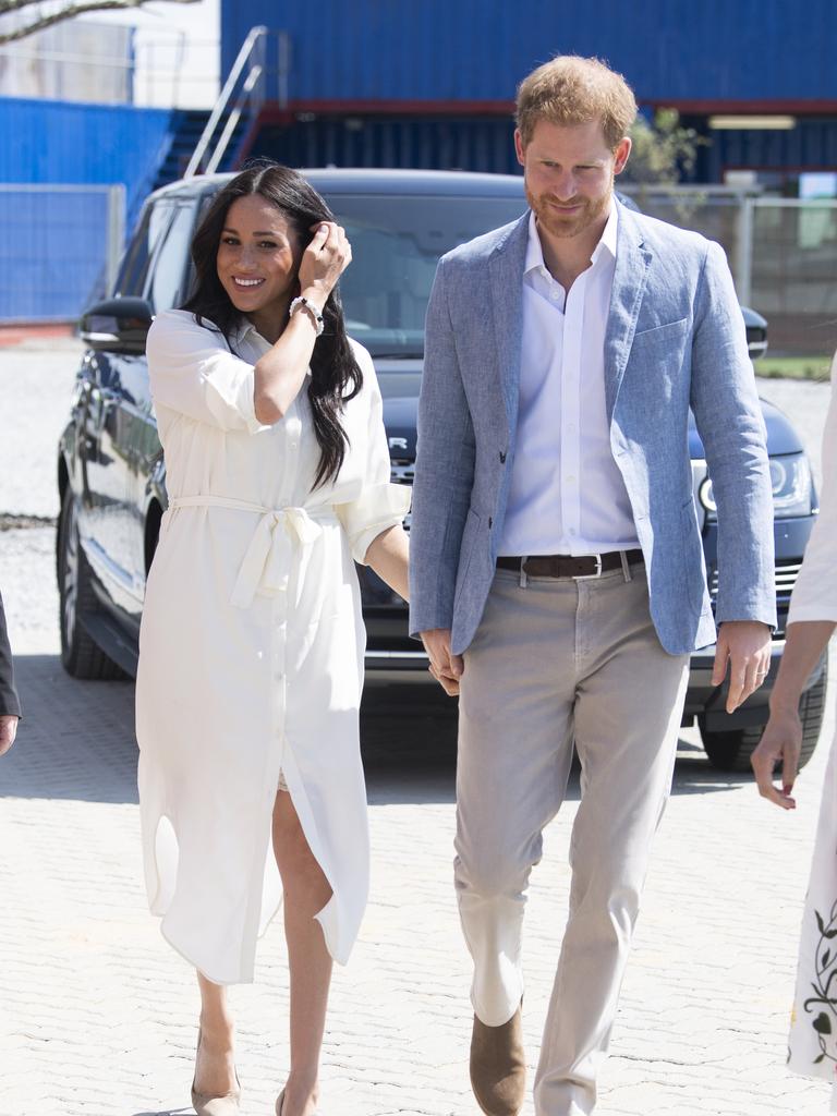 Meghan wore five different shirt dresses on her tour of southern Africa. Picture: Facundo Arrizabalaga/Pool/Getty Images