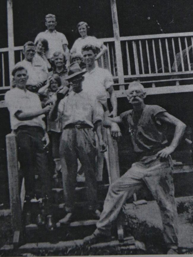 The Brittens of Babinda. Jim, Jack and Richie's granddad John Thomas in front. George, Granny and Frank in the middle and some of the Stallans at the back. Picture taken from Around the Cassowary Rock.