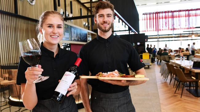 Ellie Campbell and Cory Francis at the new Penfolds Bar. Picture: Mark Brake