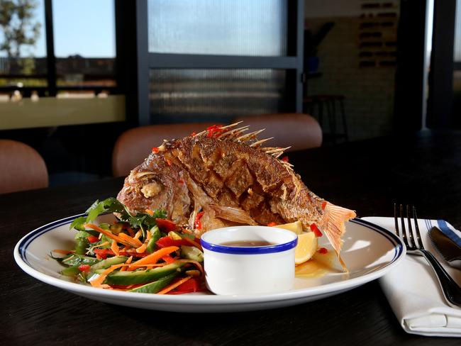 The Whole Fried Baby Snapper from Teddy Larkins, Harbord Diggers, is opening. Picture: Toby Zerna