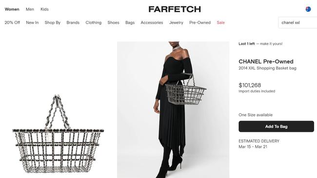 The website page for the XXL Shopping Basket bag.