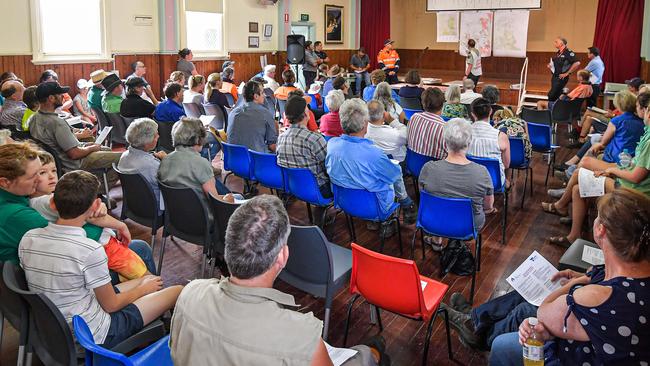 Residents at the Tallangatta Valley community meeting. Picture: Jason Edwards