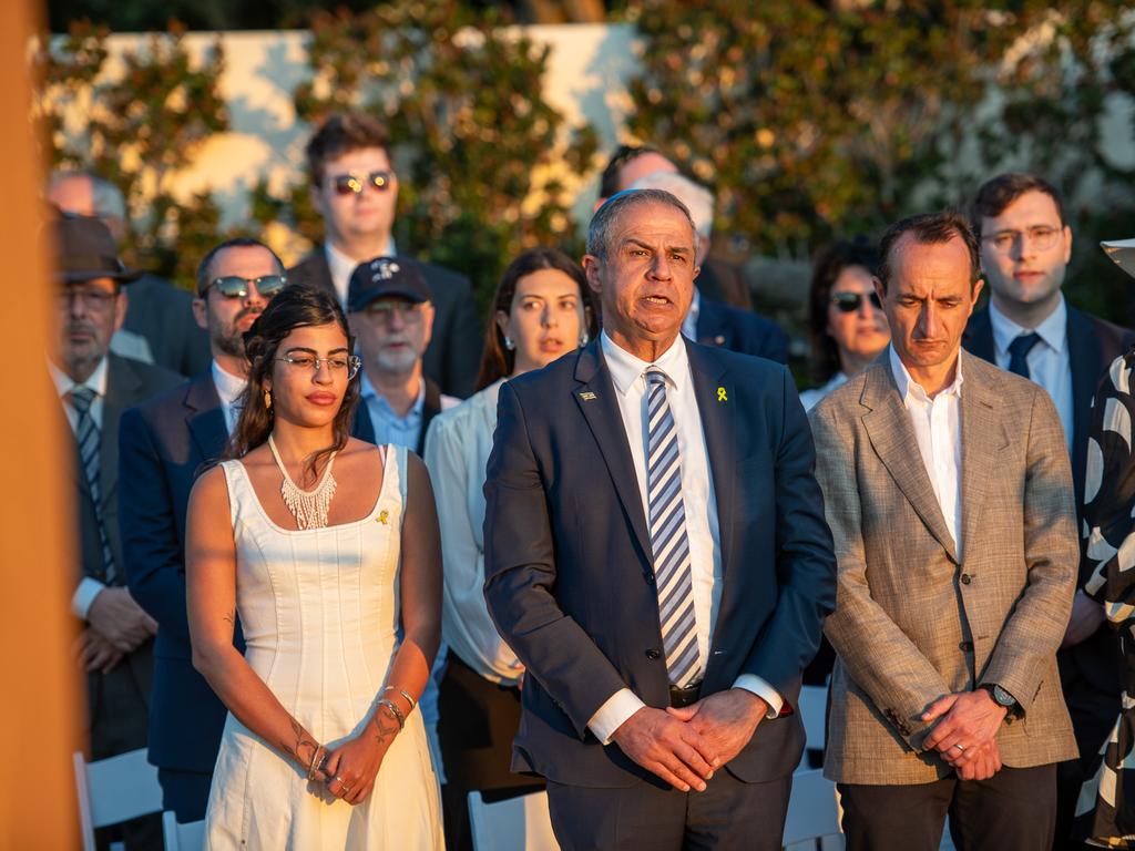 Members of Sydney’s Jewish community gathered in Rose Bay for the private vigil. Picture: Thomas Lisson