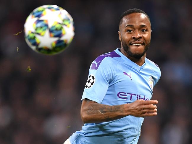 MANCHESTER, ENGLAND - OCTOBER 22: Raheem Sterling of Manchester City during the UEFA Champions League group C match between Manchester City and Atalanta at Etihad Stadium on October 22, 2019 in Manchester, United Kingdom. (Photo by Michael Regan/Getty Images)